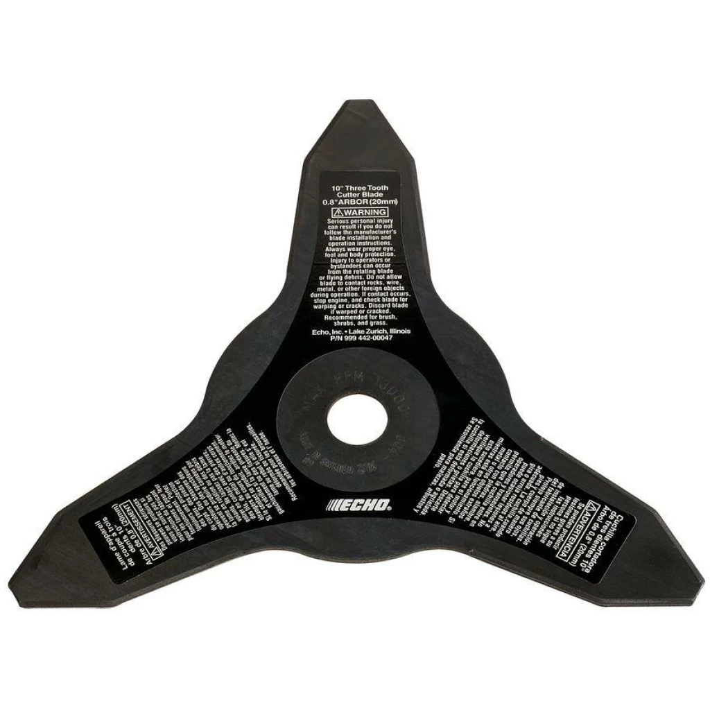 ECHO 10" 3-Tooth Grass & Weed Blade 20mm Arbor Size #99944200047 3 ECHO 10" 3-Tooth Grass & Weed Blade 20mm Arbor Size #99944200047